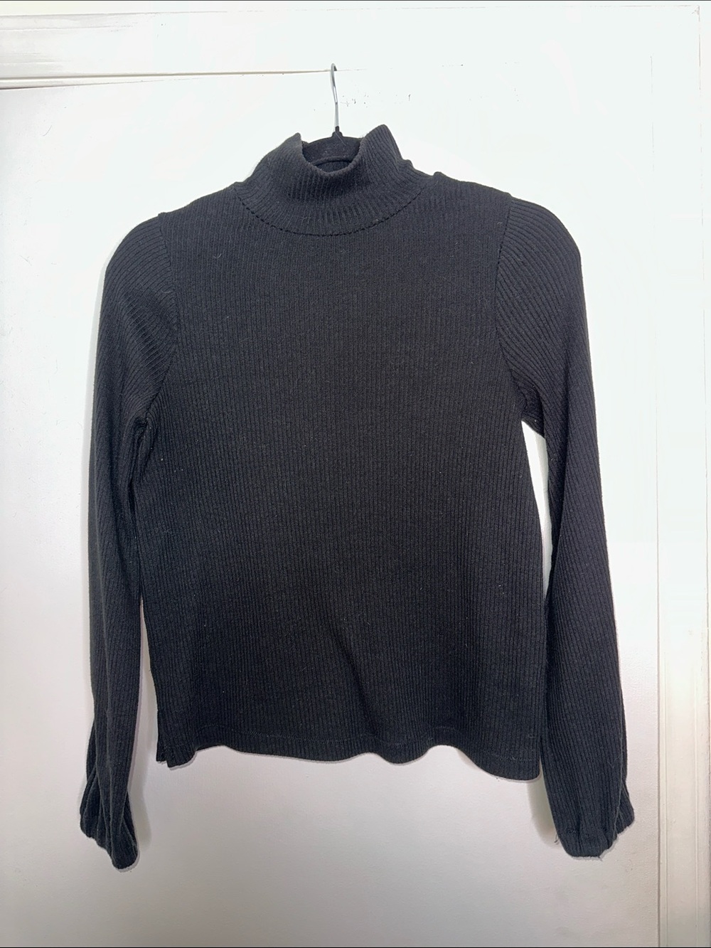 Madewell Black Ribbed Turtleneck Long Sleeve Top